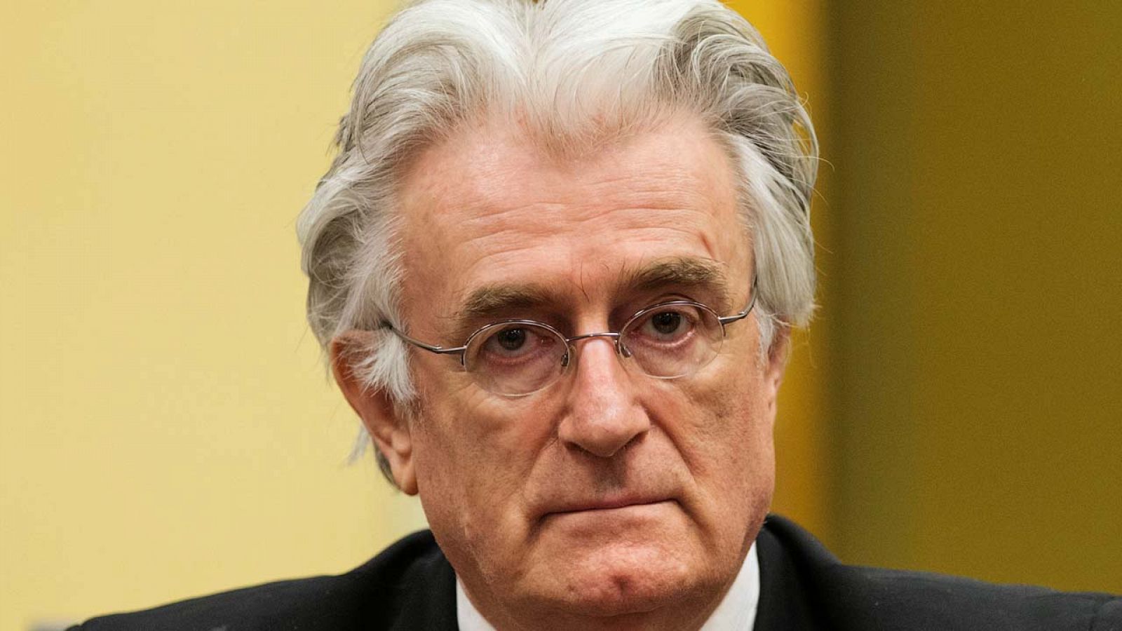 El antiguo líder serbobosnio Radovan Karadzic en la sala de audiencias de su juicio de apelación en la Haya el 11 de julio de 2013.