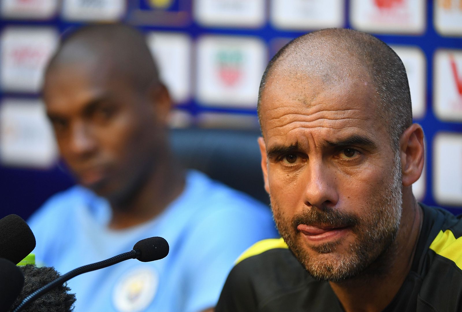 Pep Guardiola durante la rueda de prensa previa al partido ante el United.