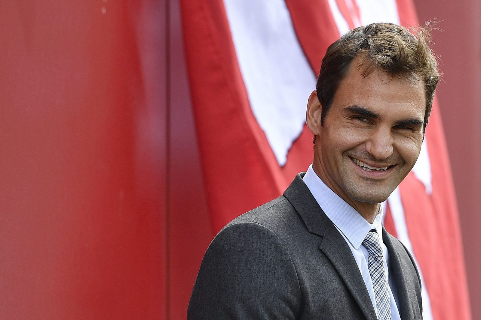El tenista suizo Roger Federer durante el acto de inaguración de la calle "Roger-Federer-Allee".