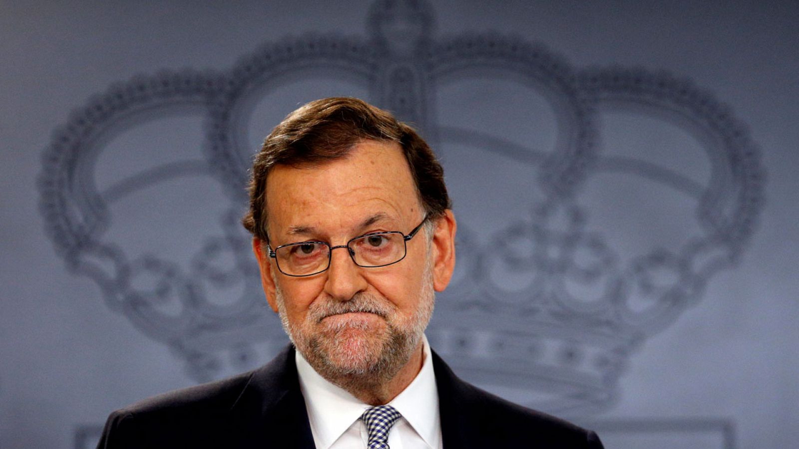 El presidente del Gobierno en funciones, Mariano Rajoy, en la rueda de prensa de la Moncloa