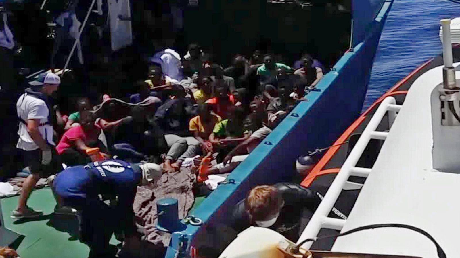 Rescate de migrantes en Lampedusa por la Guardia Costera Italiana el pasado 30 de julio