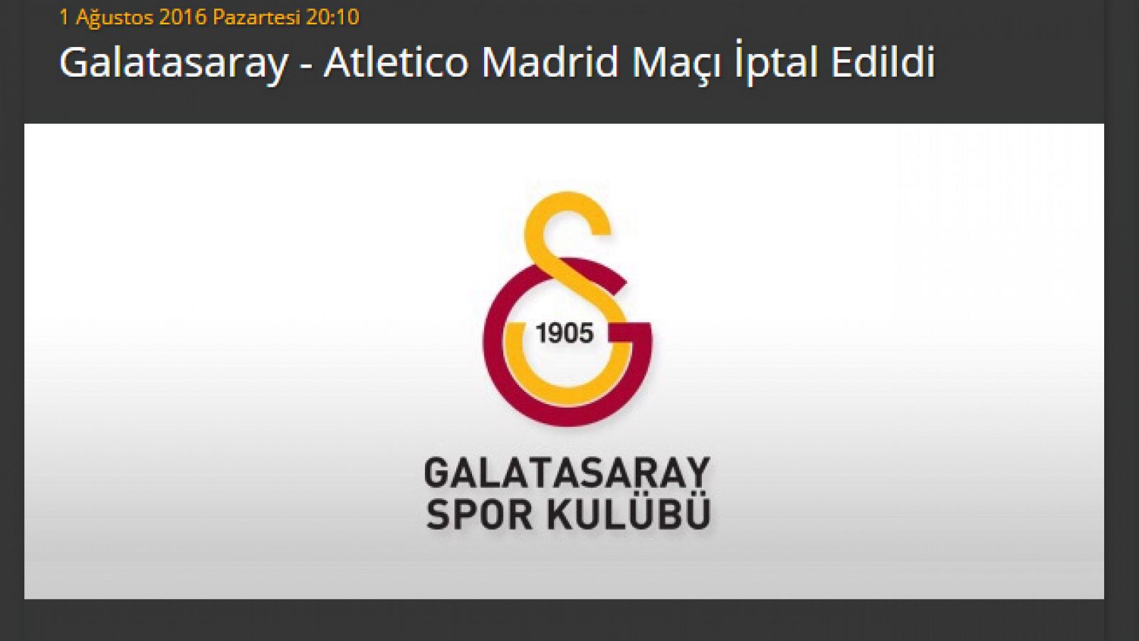 Comunicado del Galatasaray en su web