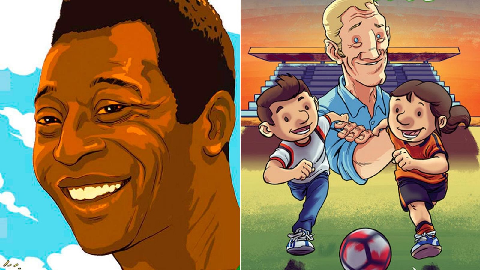 Fragmentos de las portadas de 'El rey Pelé' y 'La magia del fútbol'