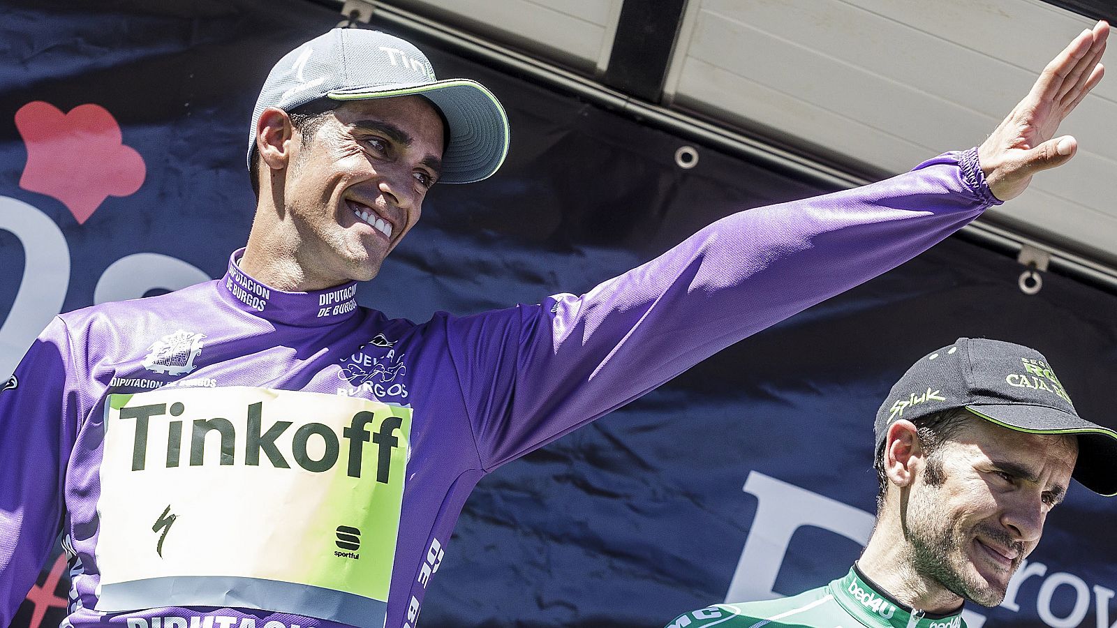 El español Alberto Contador, en el podio de la pasada Vuelta a Burgos