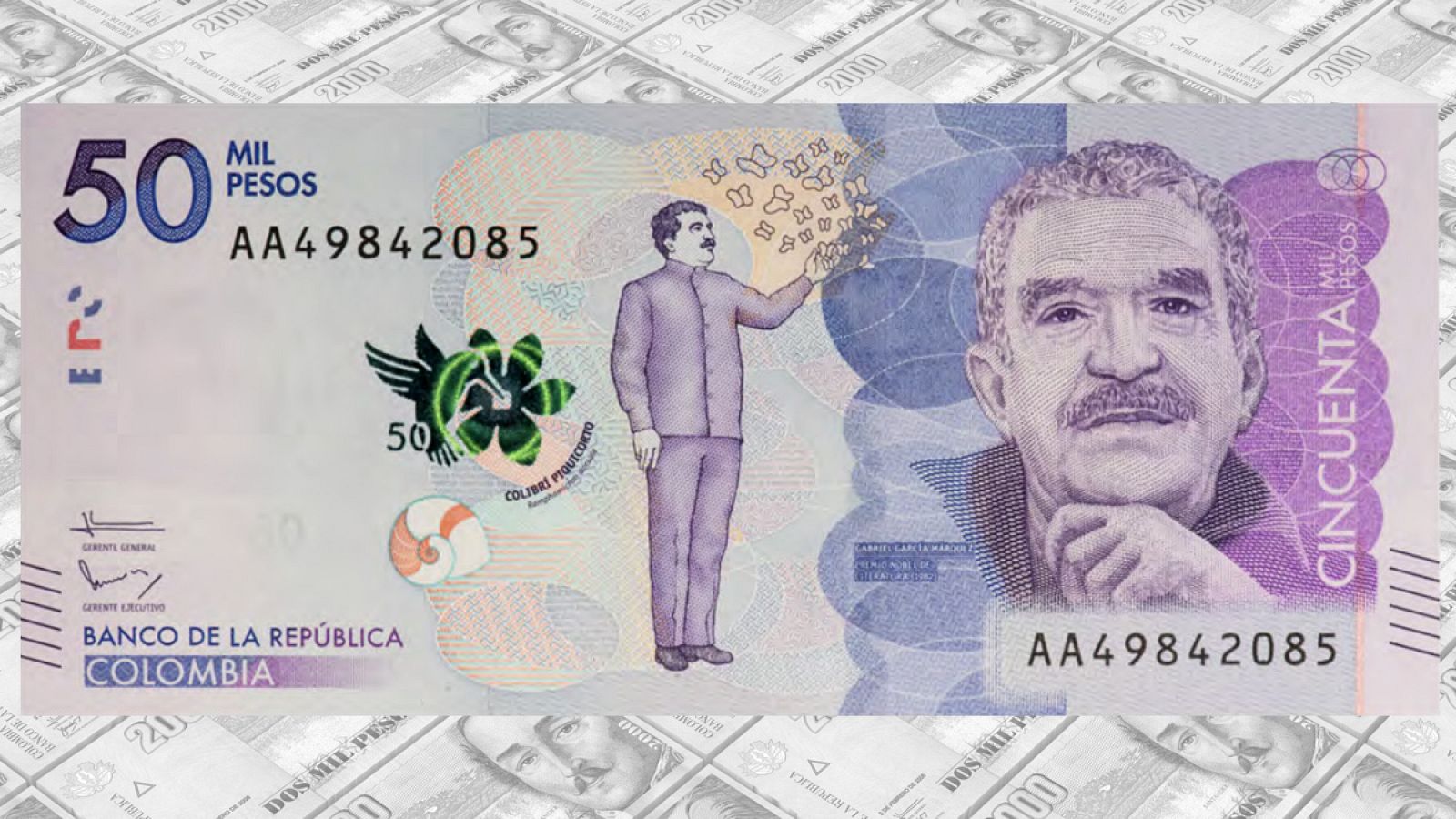 El nuevo billete de 50.000 pesos colombianos con la imagen de Gabriel García Márquez