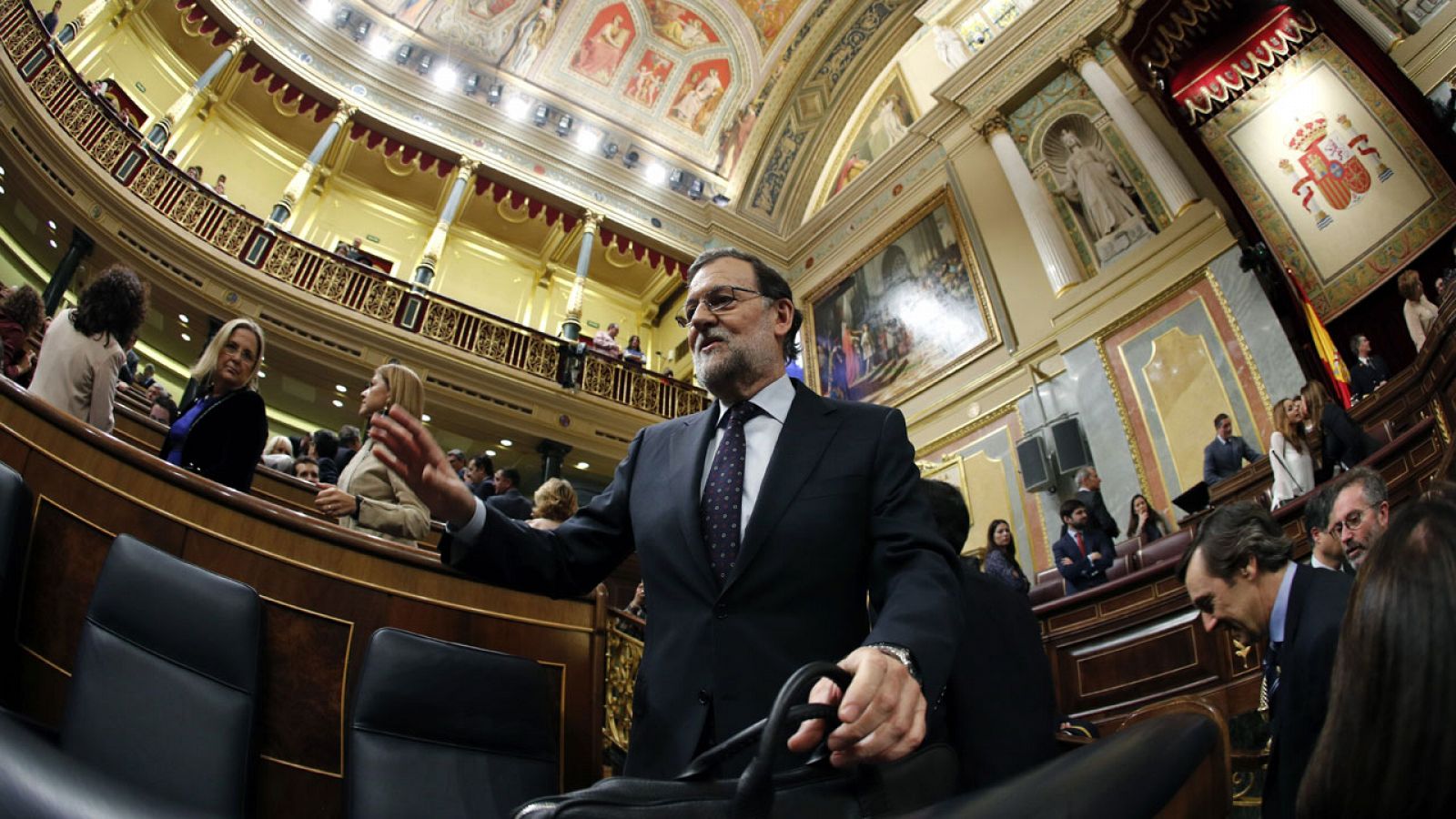 El candidato del PP a la Presidencia del Gobierno, Mariano Rajoy, en la investidura fallida de Sánchez