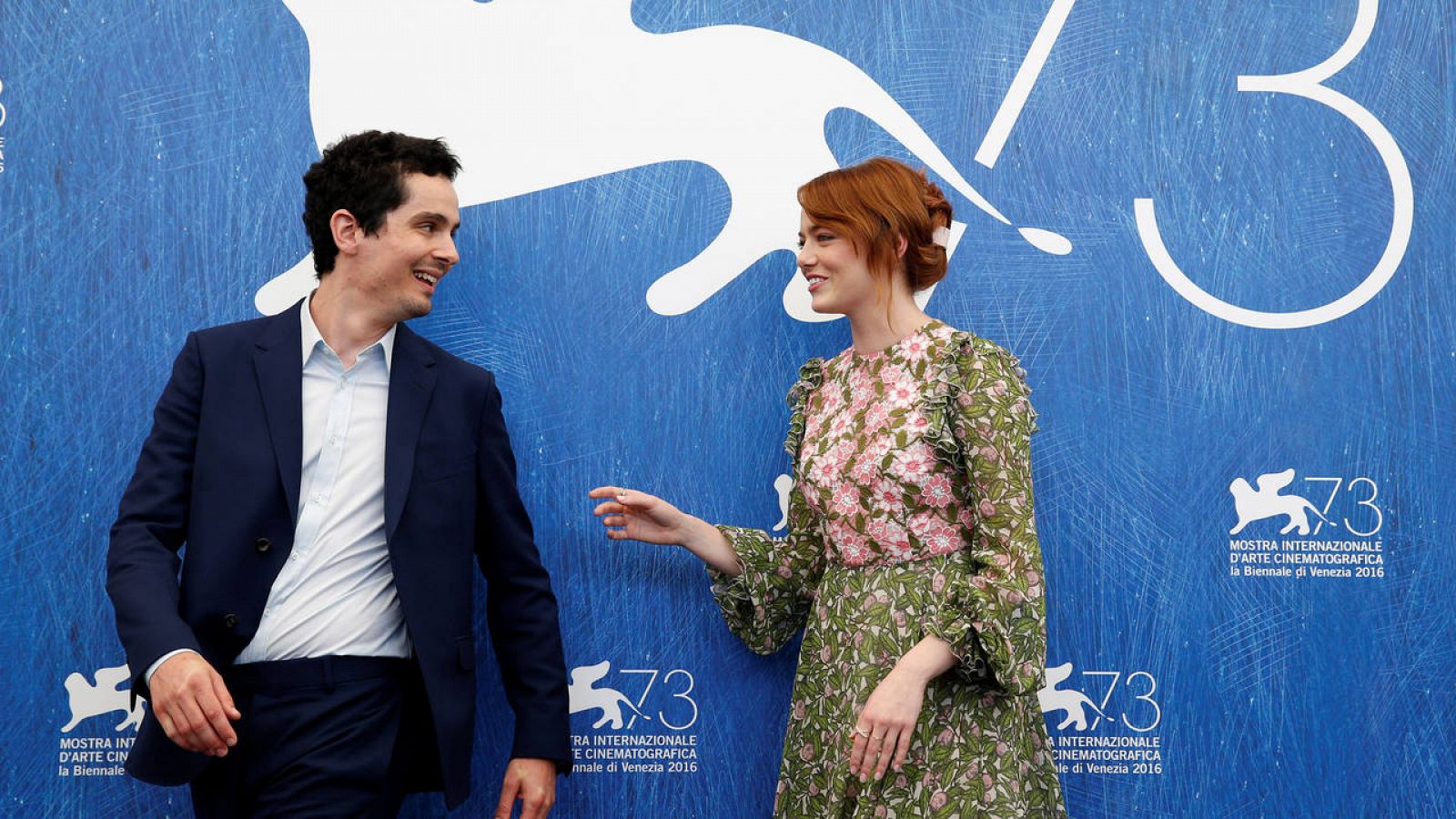 Director Damien Chazelle and actress Emma Stone attend the photocall for the movie "La La Land"  at the 73rd Venice Film Festival in Venice
