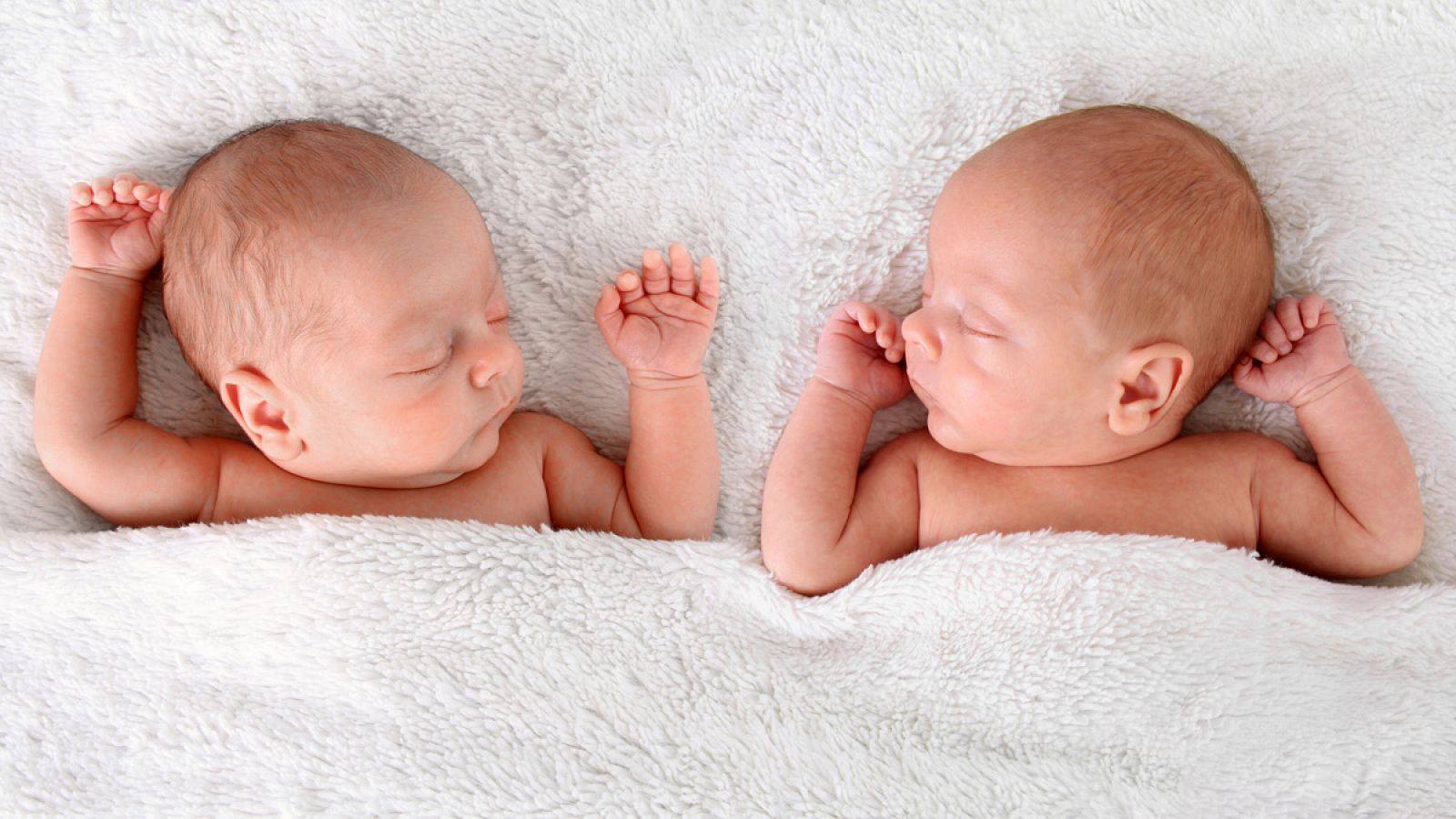 Dos bebés gemelos recién nacidos duermen