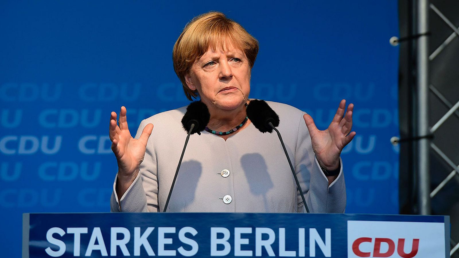 La canciller alemana, Angela Merkel, en un acto de su partido