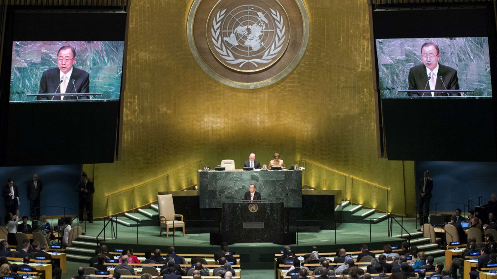 Ban Ki-moon, durante el discurso de apertura de la Asamblea General de Naciones Unidas.