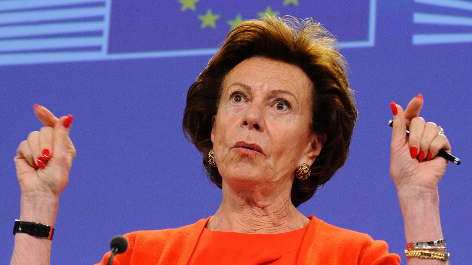 Neelie Kroes cuando era vicepresidenta de la Comisión Europea