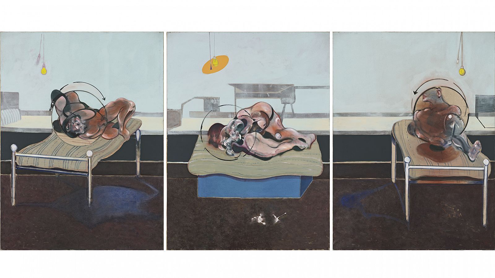 'Tres estudios de figuras sobre camas (Three Studies of Figures on Beds)', 1972. Francis Bacon. Esther Grether Family Collection