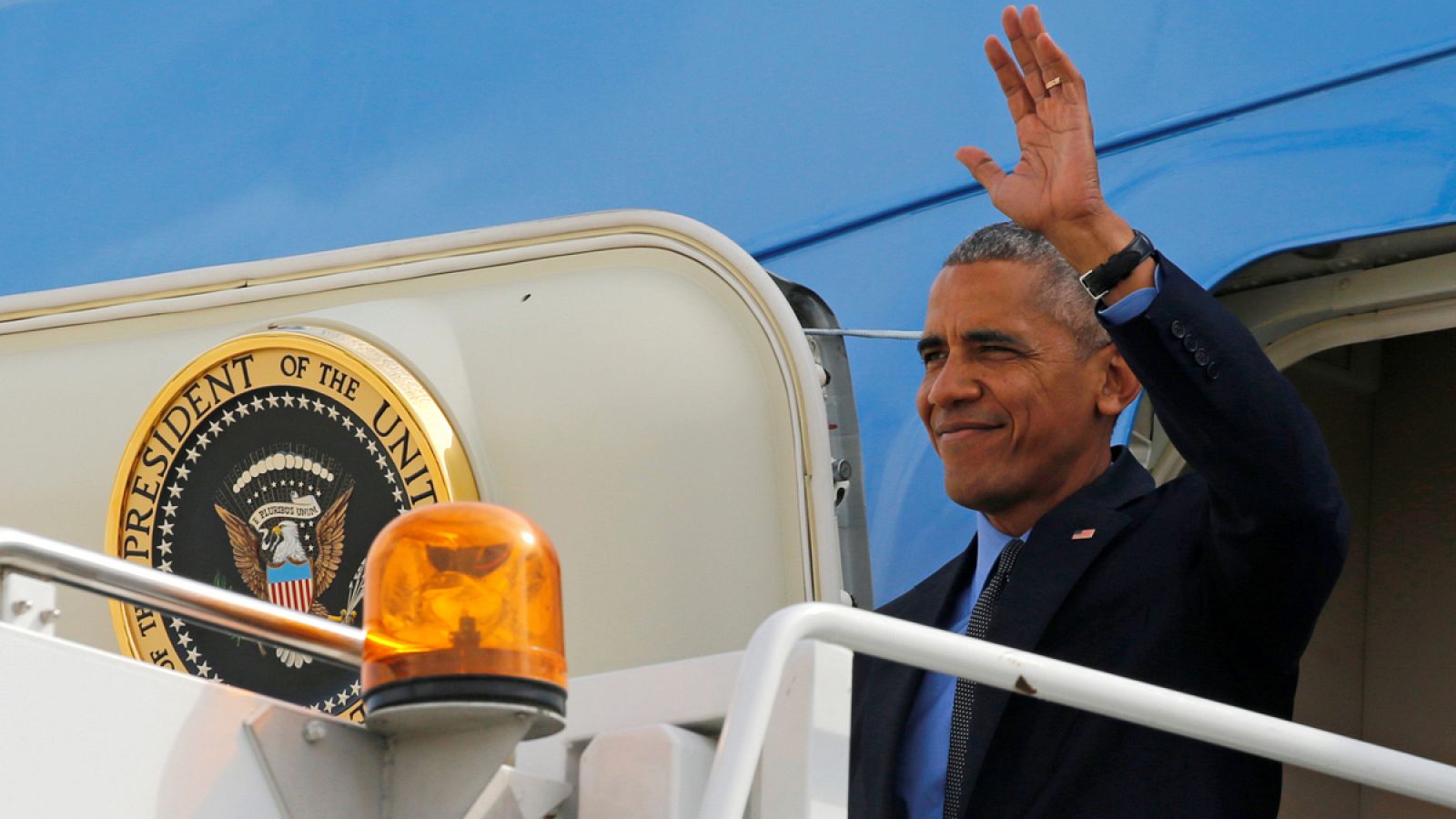 Barack Obama, a su llegada a Chicago el 7 de octubre.