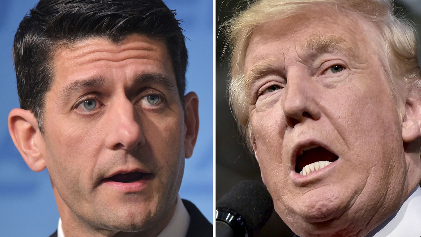 El líder republicano Paul Ryan y el candidato presidencial Donald Trump