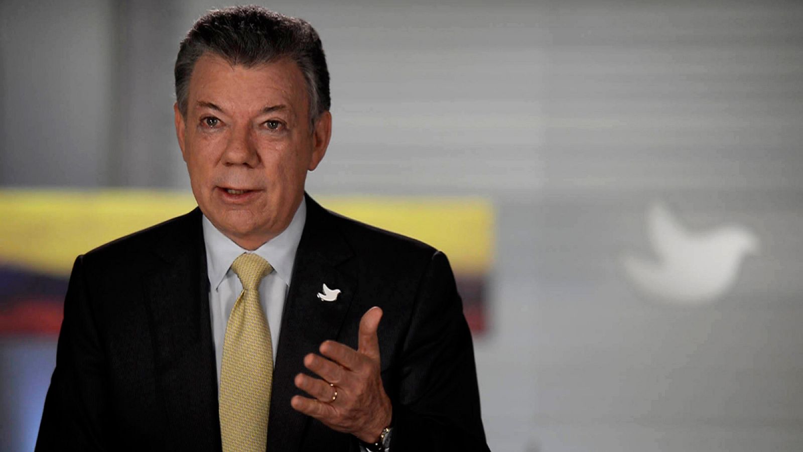Imagen del presidente colombiano, Juan Manuel Santos, durante su alocución este jueves 13 de octubre.