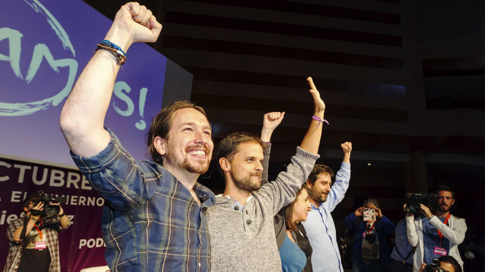 El secretario general de Podemos, Pablo Iglesias, en un acto del partido en Mérida