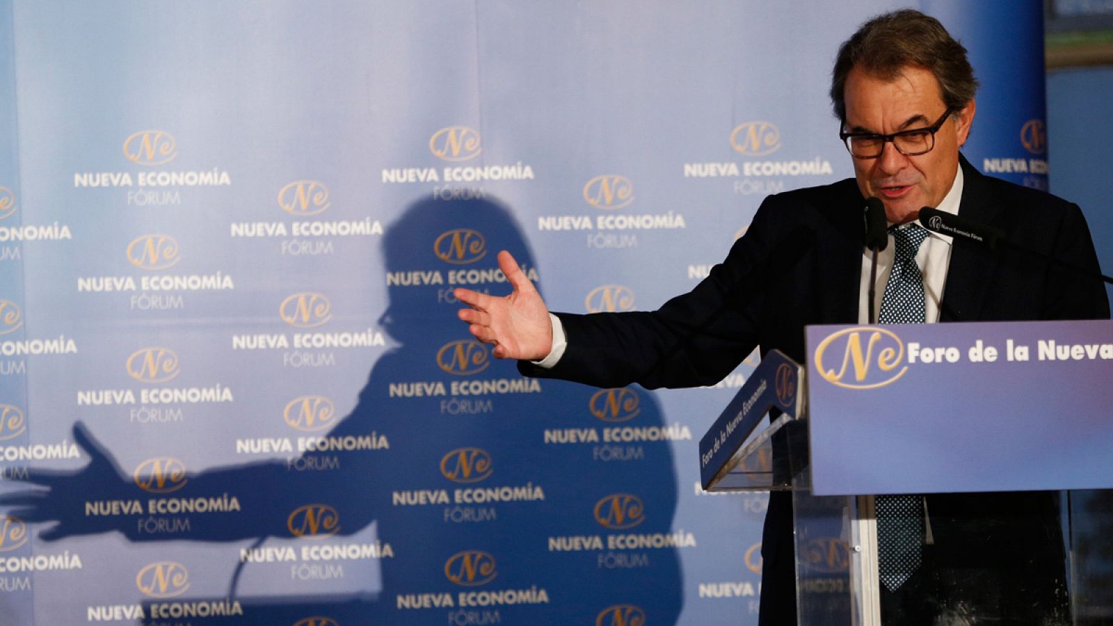 Artur Mas, durante su intervención en un desayuno informativo de Nueva Economía Fórum en Madrid.