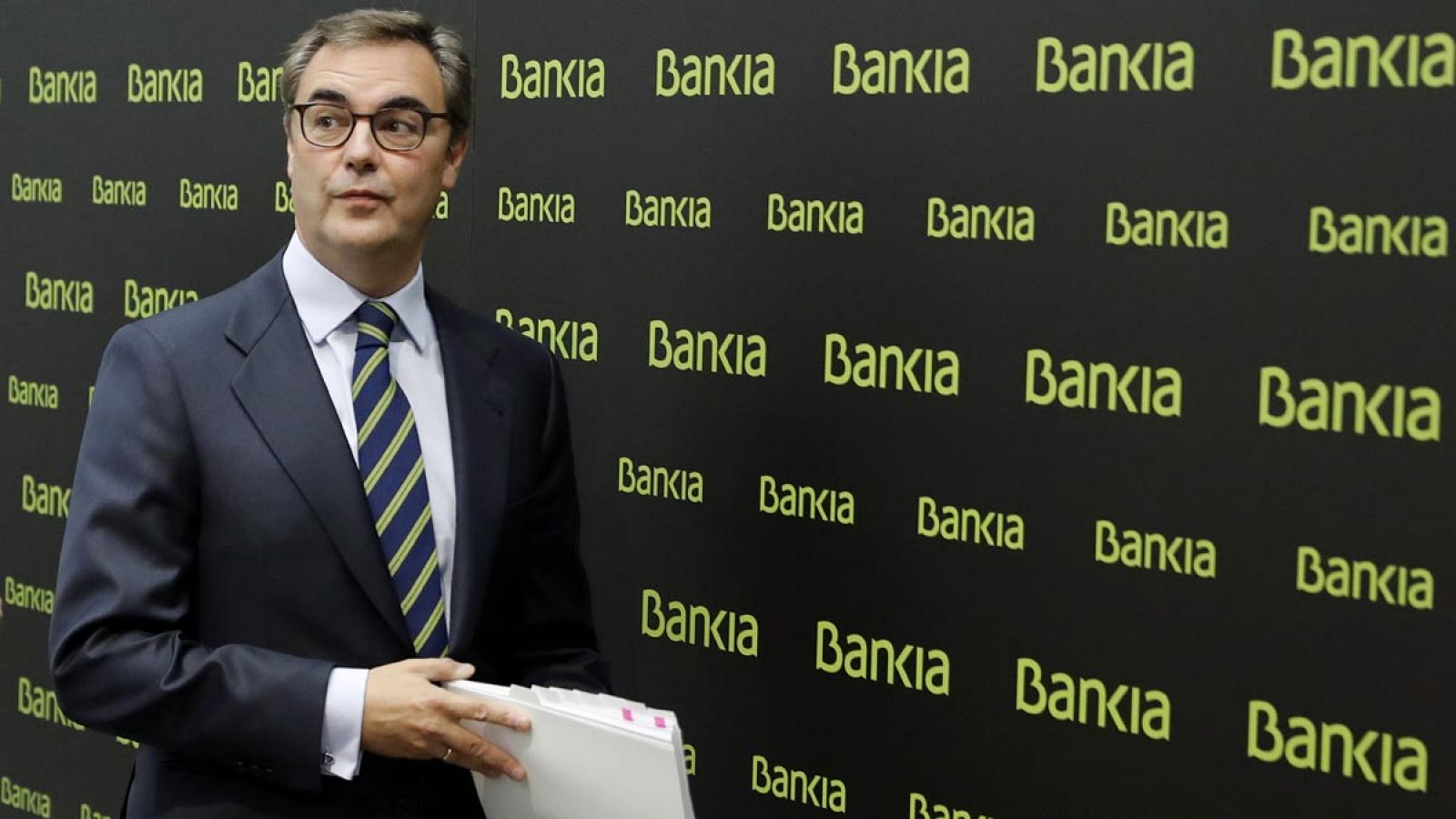 El consejero delegado de Bankia, José Sevilla, durante la rueda de prensa de presentación de resultados de la entidad
