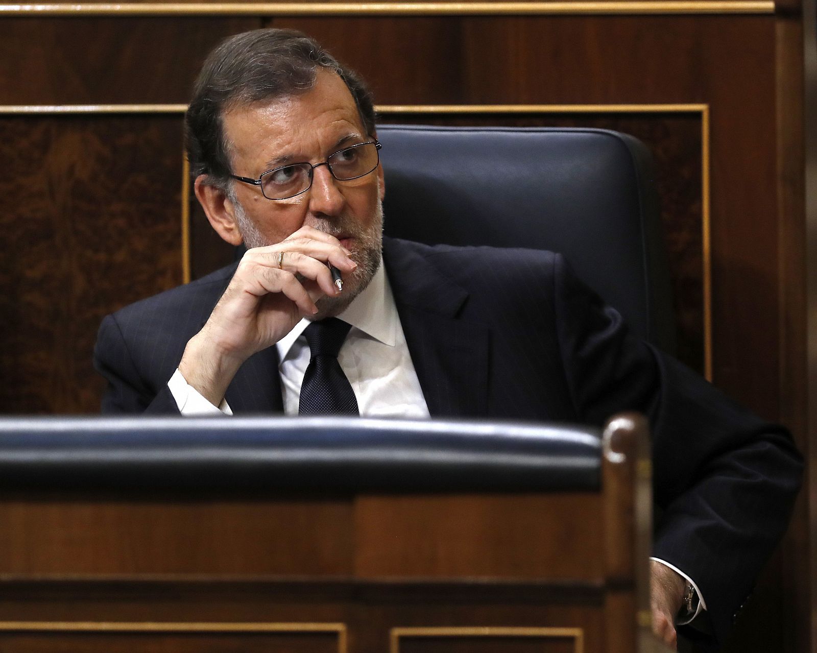 El presidente del Gobierno en funciones, Mariano Rajoy, en su escaño en el Congreso