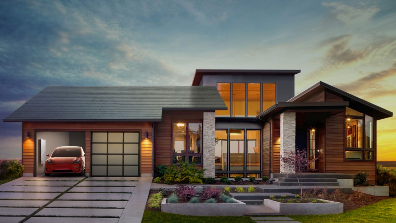 Casa con el nuevo tejado solar diseñado por Tesla.