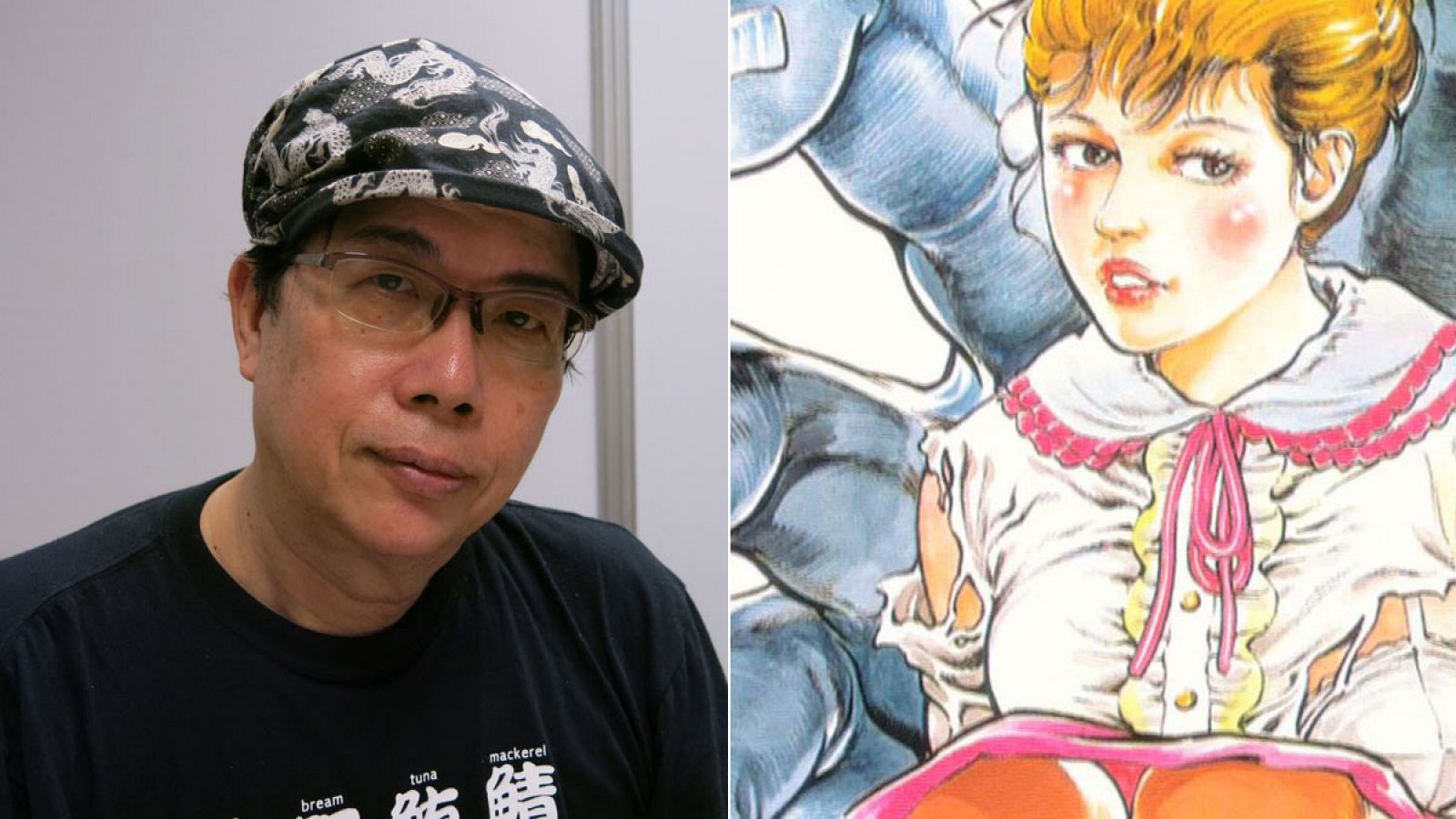 Toshio Maeda en el Salón del Manga y fragmento de una de sus ilustraciones