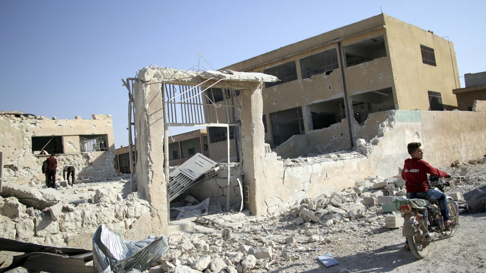 Vista de la escuela siria que sufrió un bombardeo el pasado 27 de octubre, en el que murieron al menos 35 personas