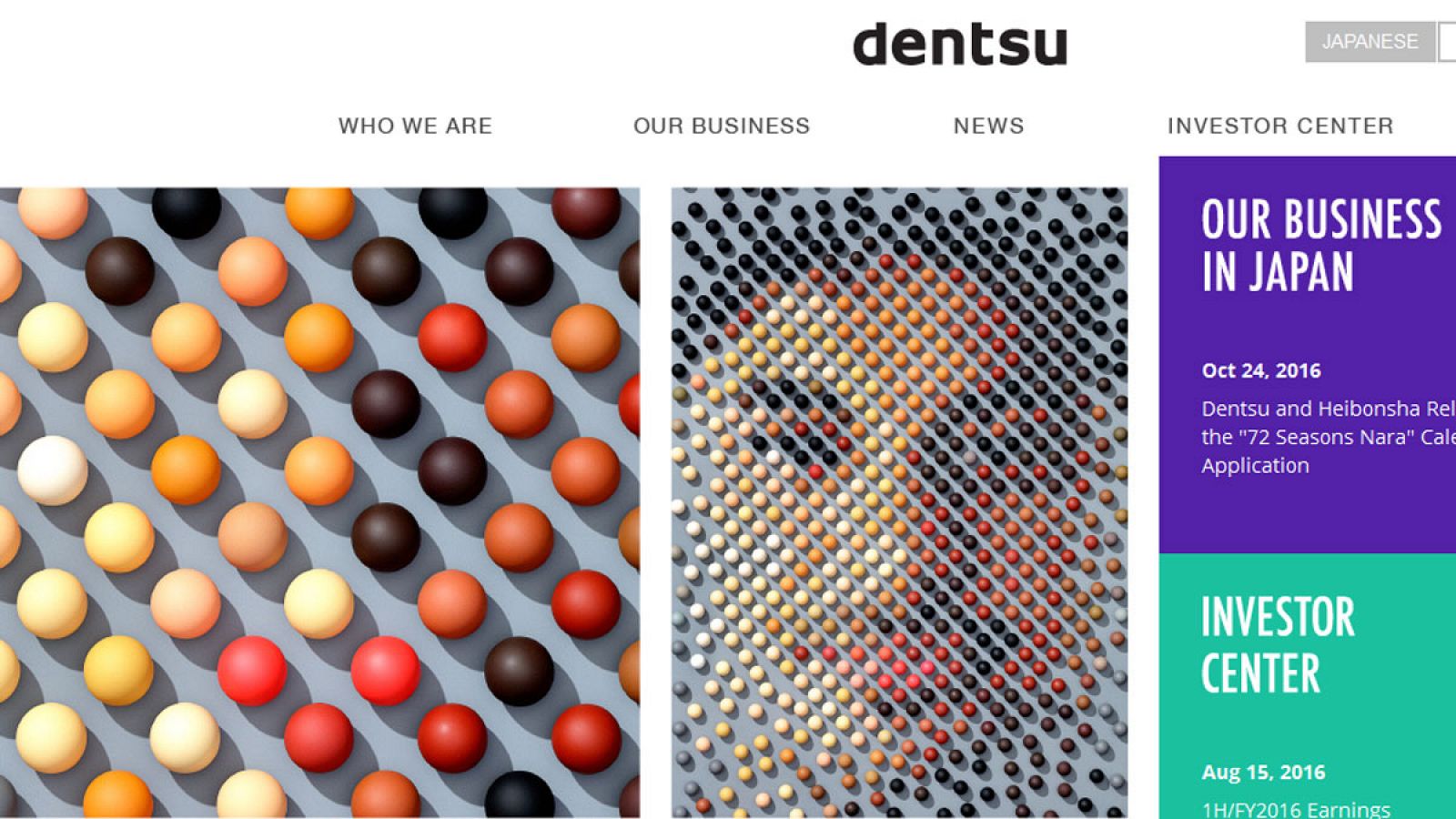 Portal de internet de la agencia de publicidad japonesa Dentsu