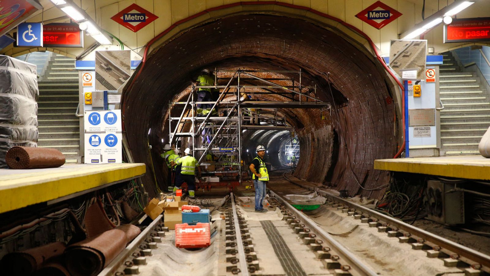 Obras de mejora de la Línea 1 de Metro Madrid en la estación de Tribunal