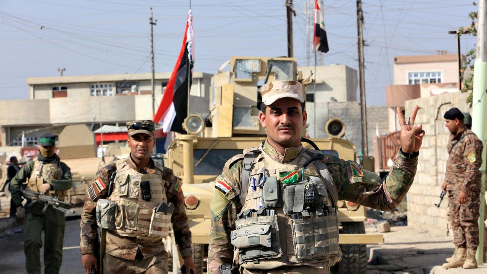 Soldados iraquíes en la zona este de Mosul