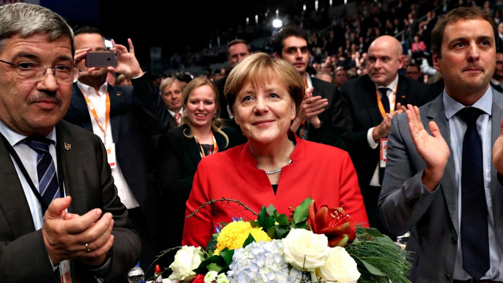 La canciller alemana, Angela Merkel, tras su reelección en el congreso de la CDU