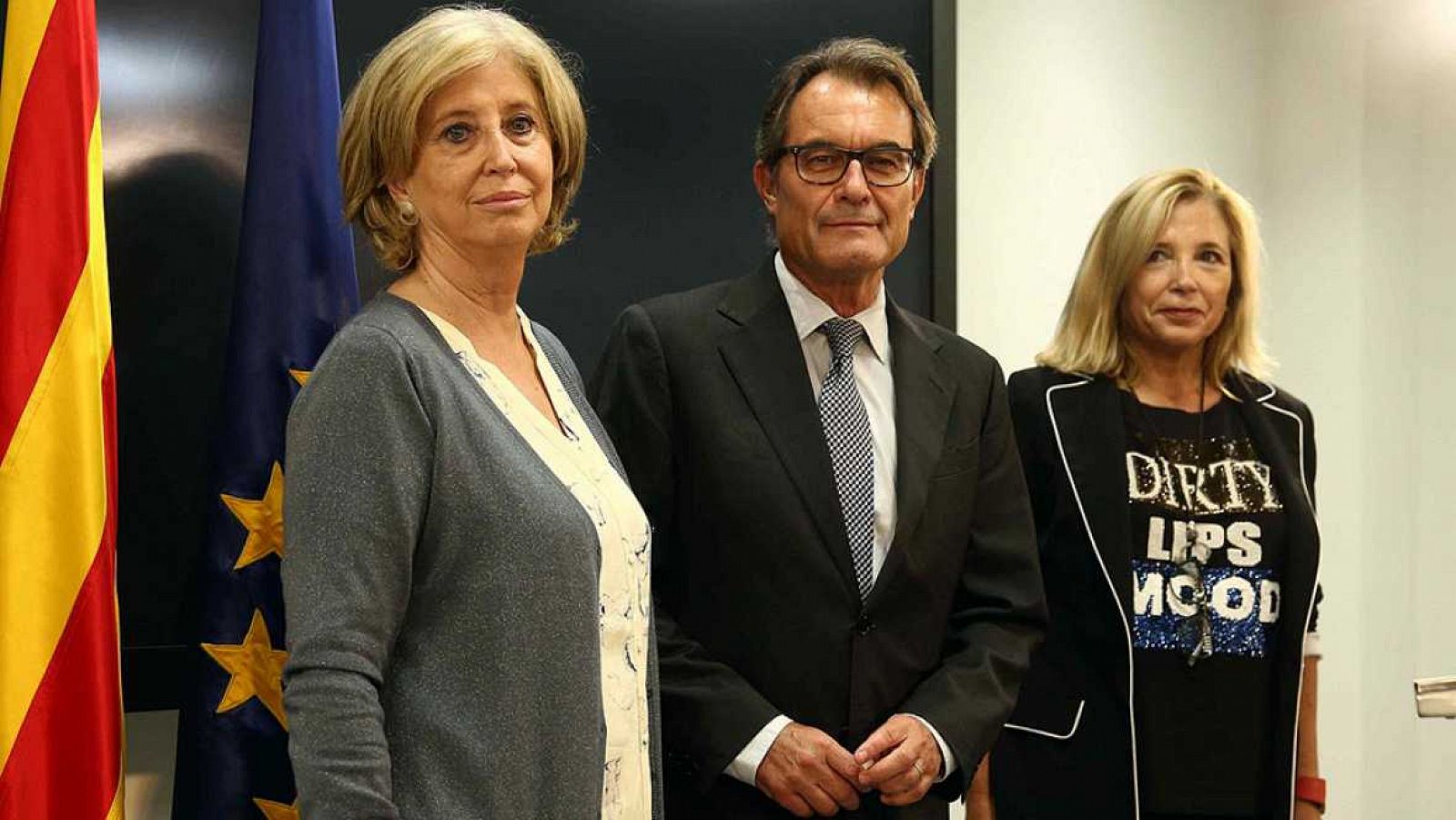 El expresident catalán Artur Mas, junto a las exconselleras Irene Rigau y Joana Ortega