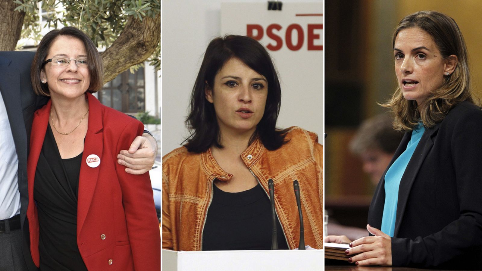 De izquierda a derecha, las diputadas del PSOE Sofía Hernanz, Adriana Lastra y Susana Sumelzo