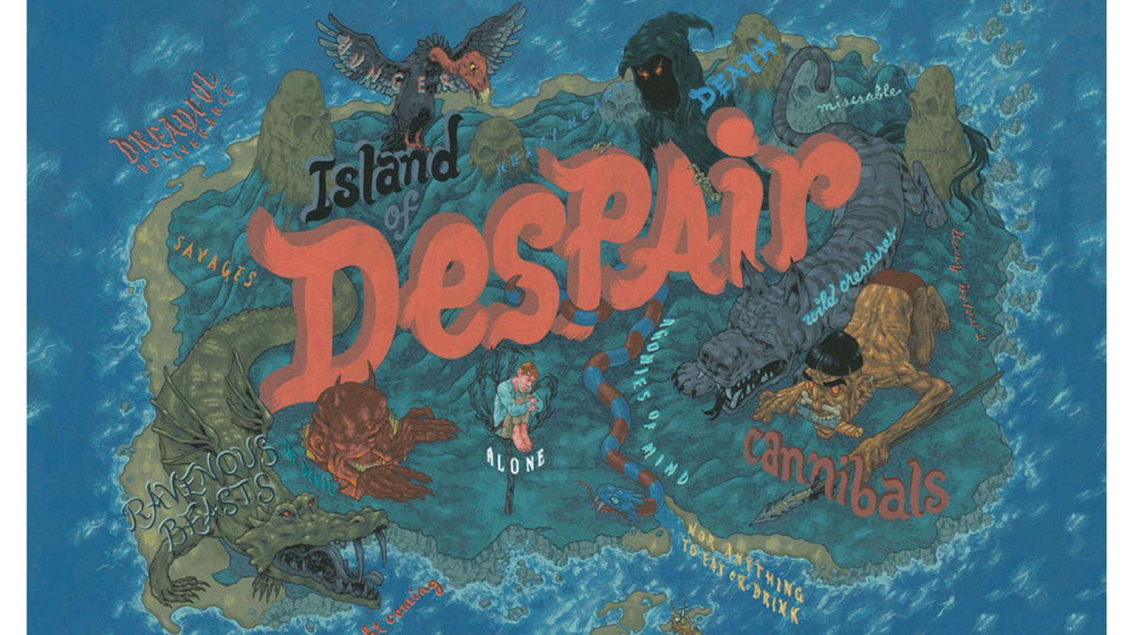 Mapa de la Isla de la Desesperanza de 'Robinson Crusoe'