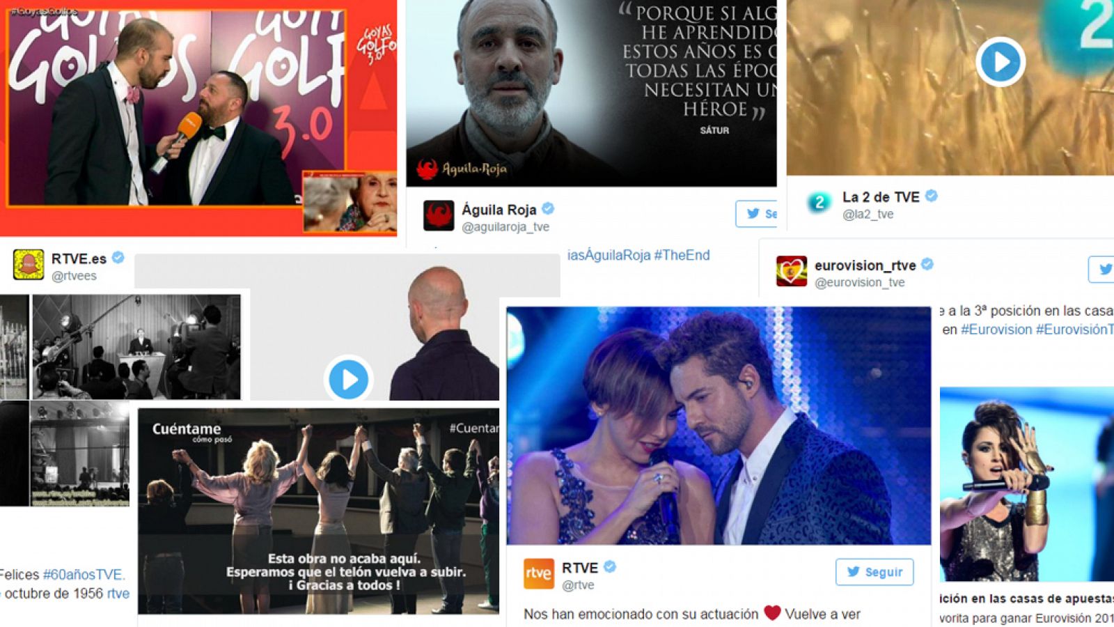 Algunos de los tweets de RTVE de 2016