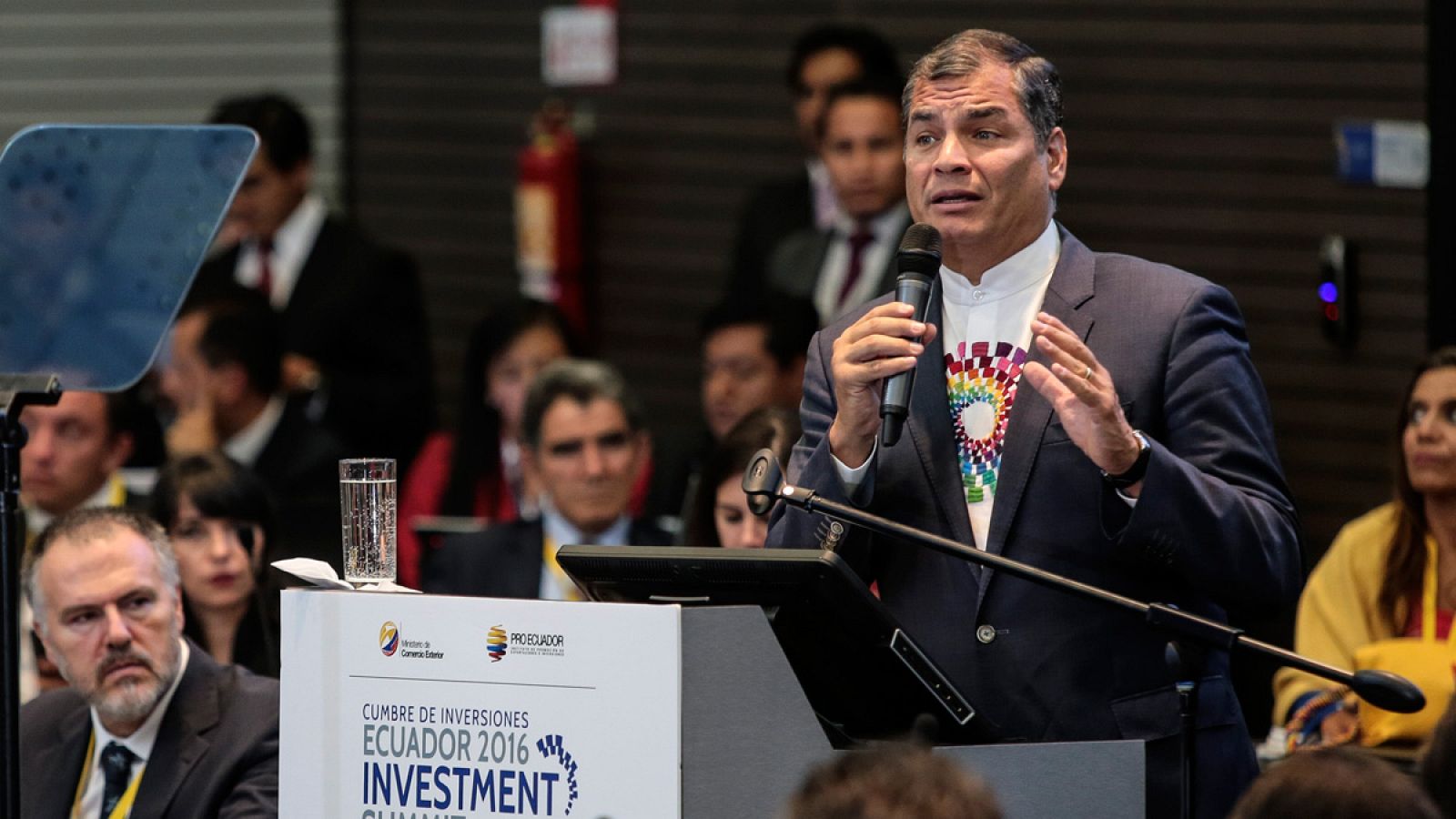 Una imagen del 25 de octubre de 2016 del presidente de Ecuador, Rafael Correa, en la Cumbre de inversiones Ecuador 2016