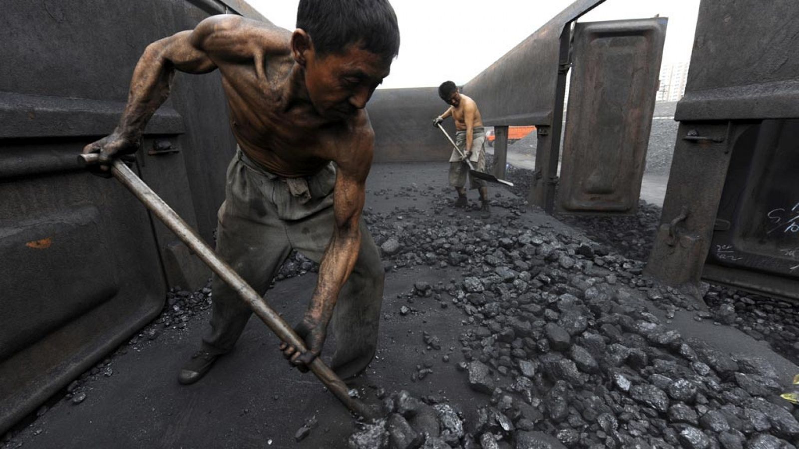Imagen de archivo de mineros en China