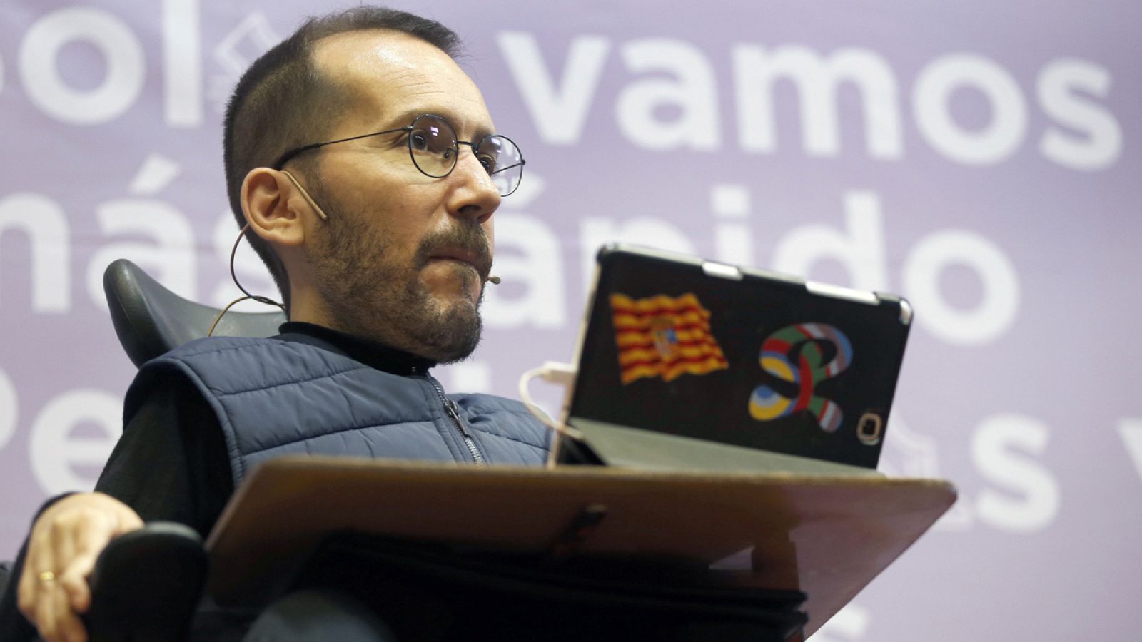 El secretario de Organización de Podemos, Pablo Echenique, en un acto en Valencia.