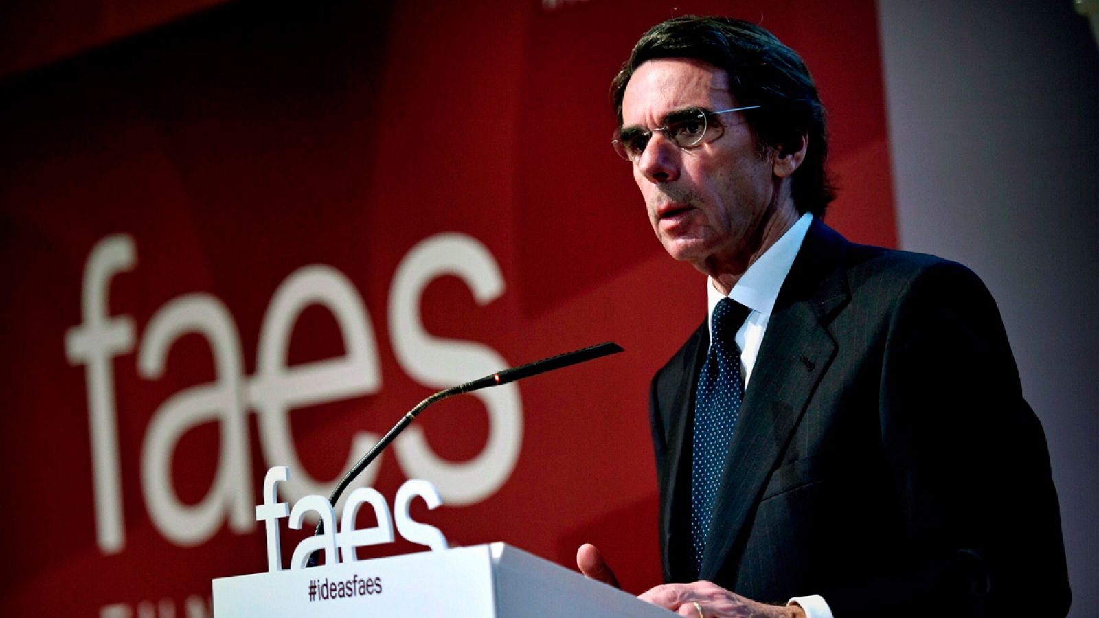 José María Aznar, en la clausura de un acto de la fundación FAES, en Madrid
