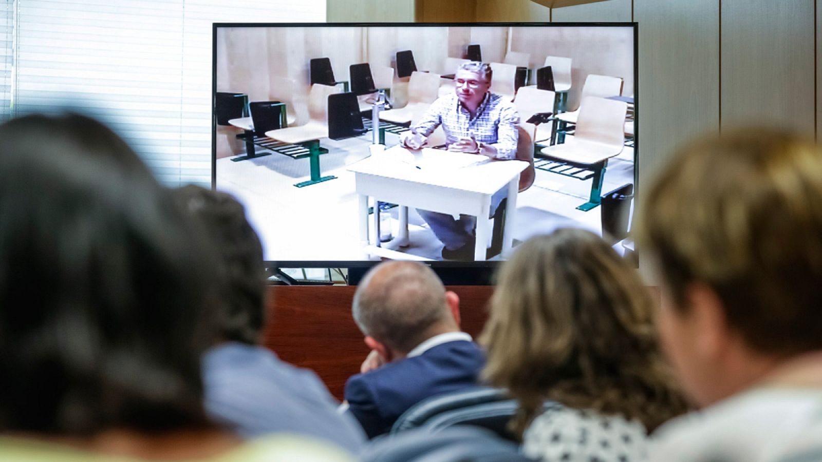 El exconsejero Francisco Granados durante su comparecencia por videoconferencia el pasado mes de junio desde la cárcel de Estremera