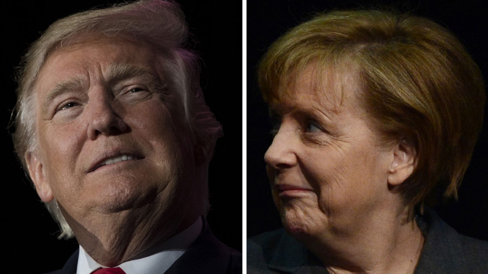 El presidente electo de los EE.UU. Donald Trump y la canciller alemana Ángela Merkel