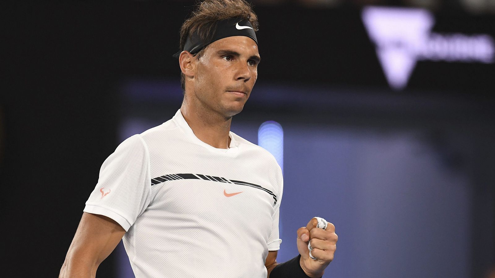 Rafael Nadal celebra un punto durante su partido contra el chipriota Marcos Baghdatis