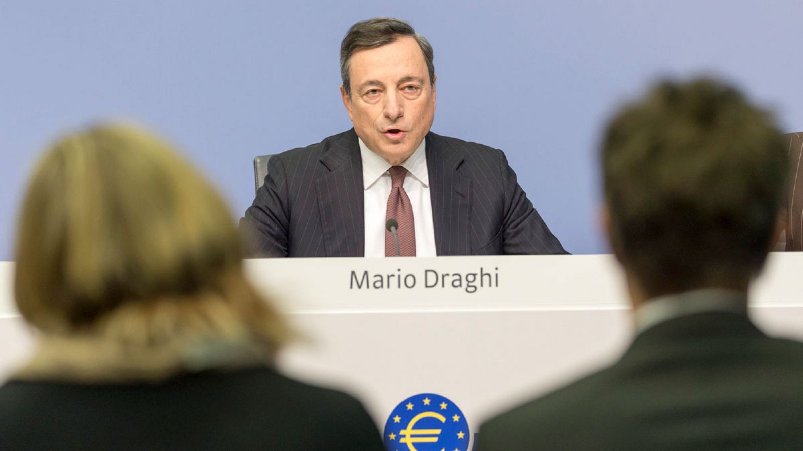 El presidente del Banco Central Europeo, Mario Draghi, durante una rueda de prensa en la sede del banco en Fráncfort (Alemania).