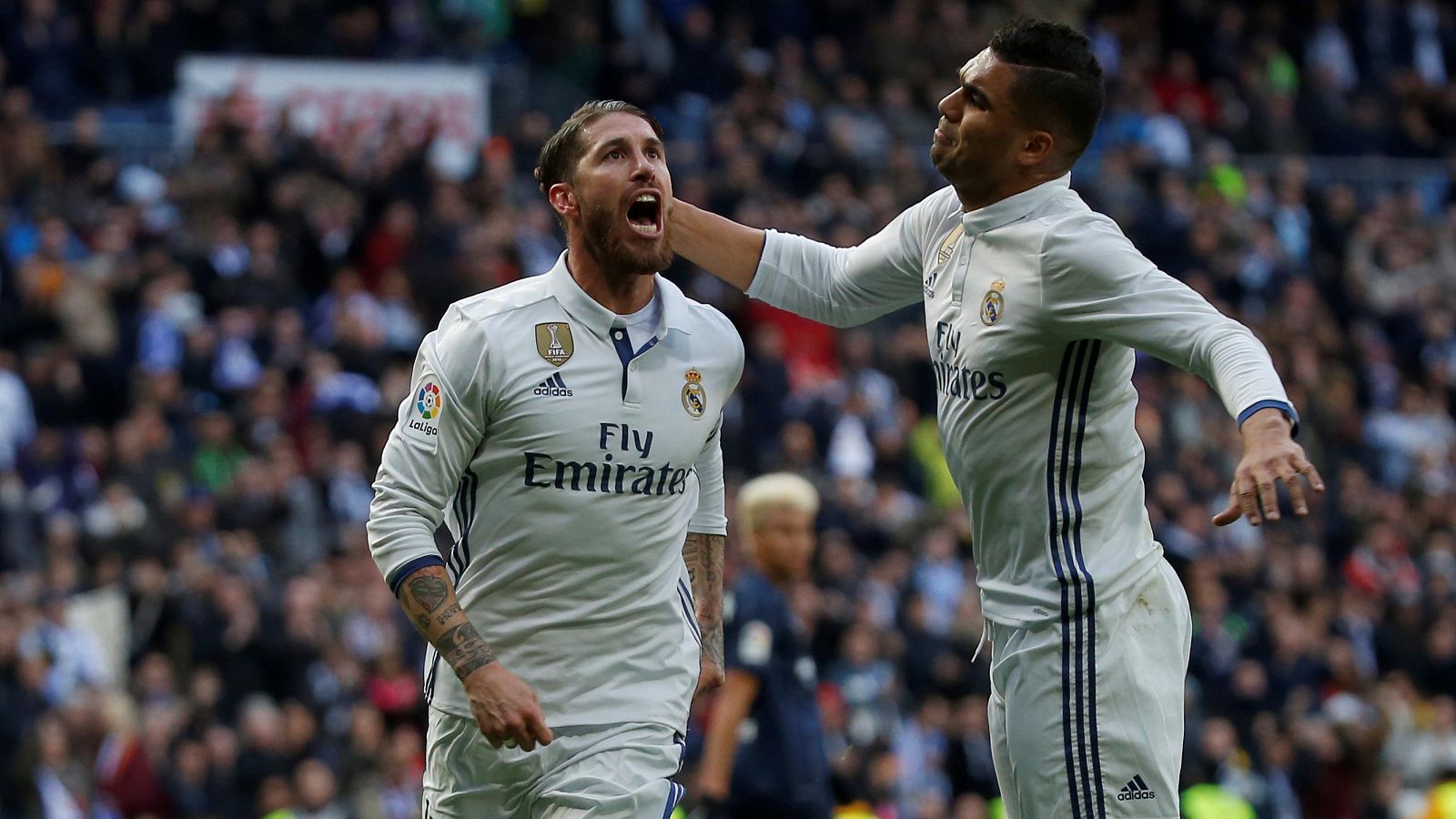 Ramos celebra su primer gol