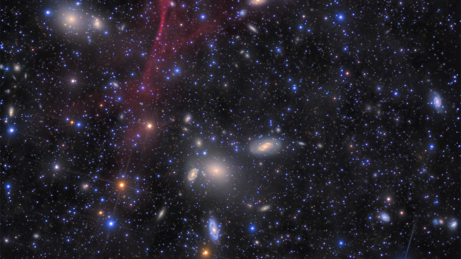 Imagen de un cúmulo de galaxias.