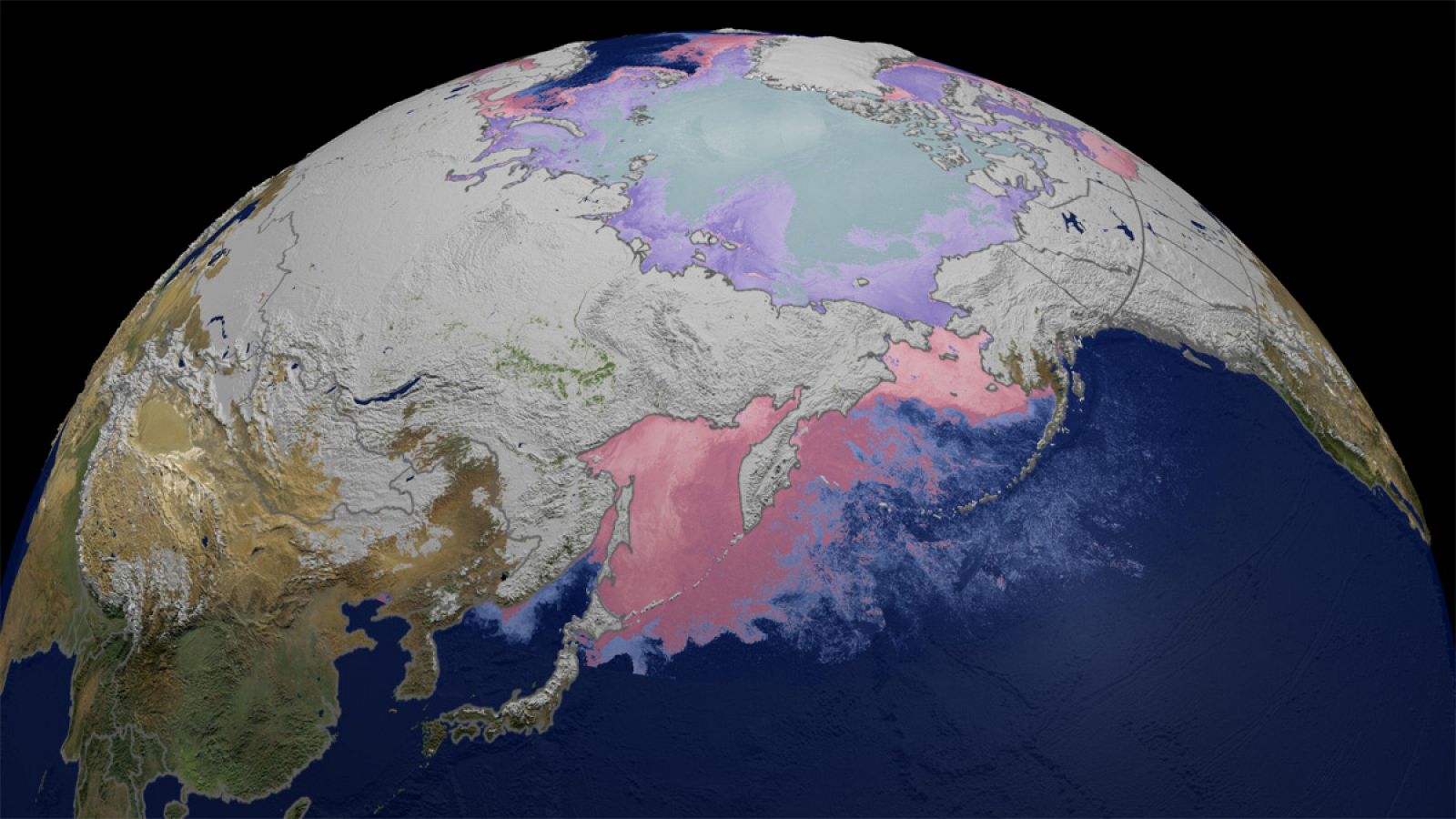 Imagen de los estudios de la NASA sobre el deshielo del Ártico.