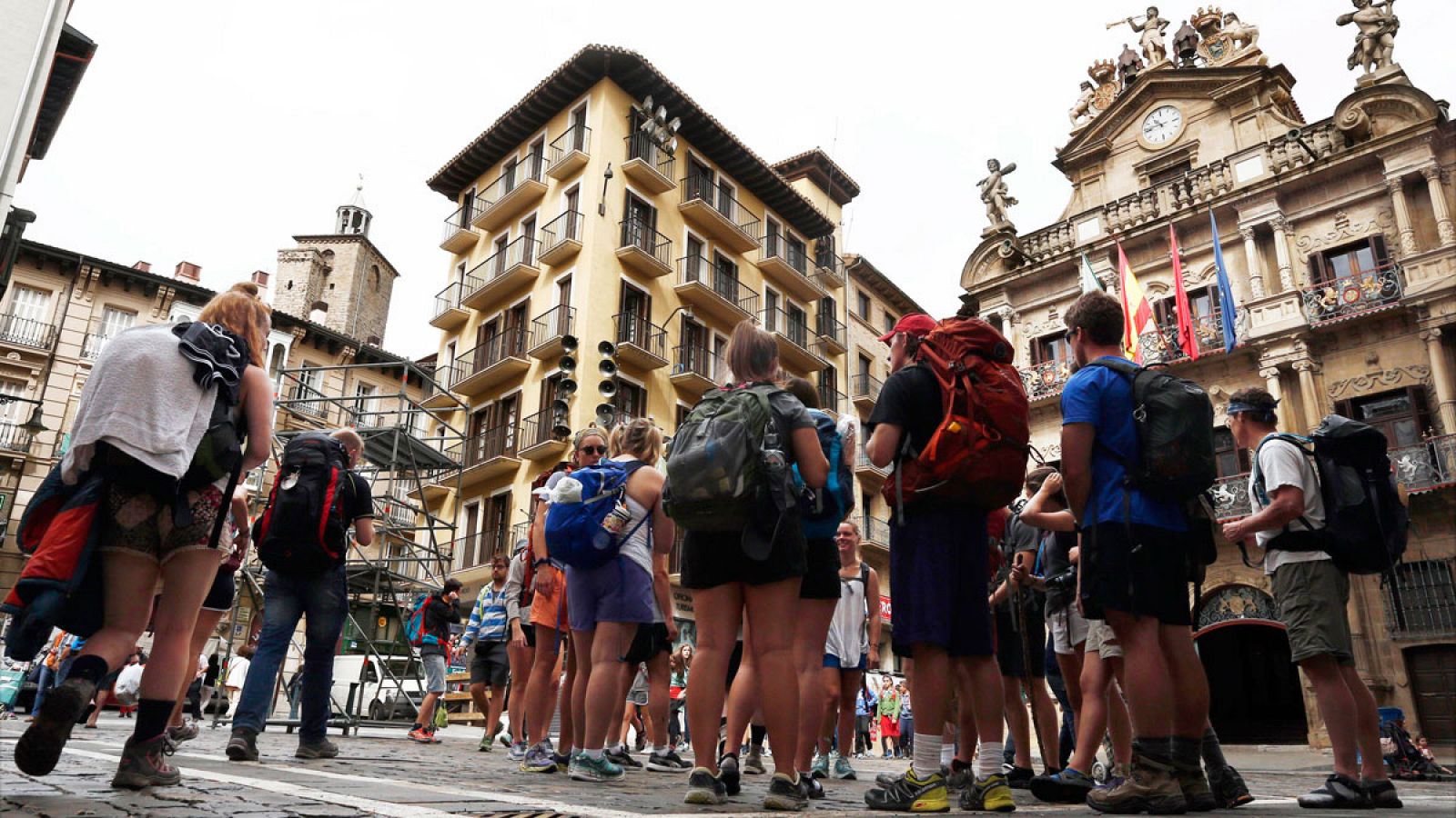 Turistas llegados a Pamplona el pasado mes de julio para disfrutar de los Sanfermines