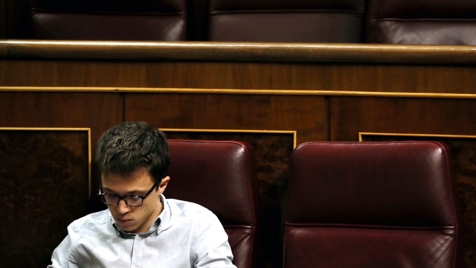 El portavoz de Unidos Podemos, Íñigo Errejón, en el Congreso de los Diputados
