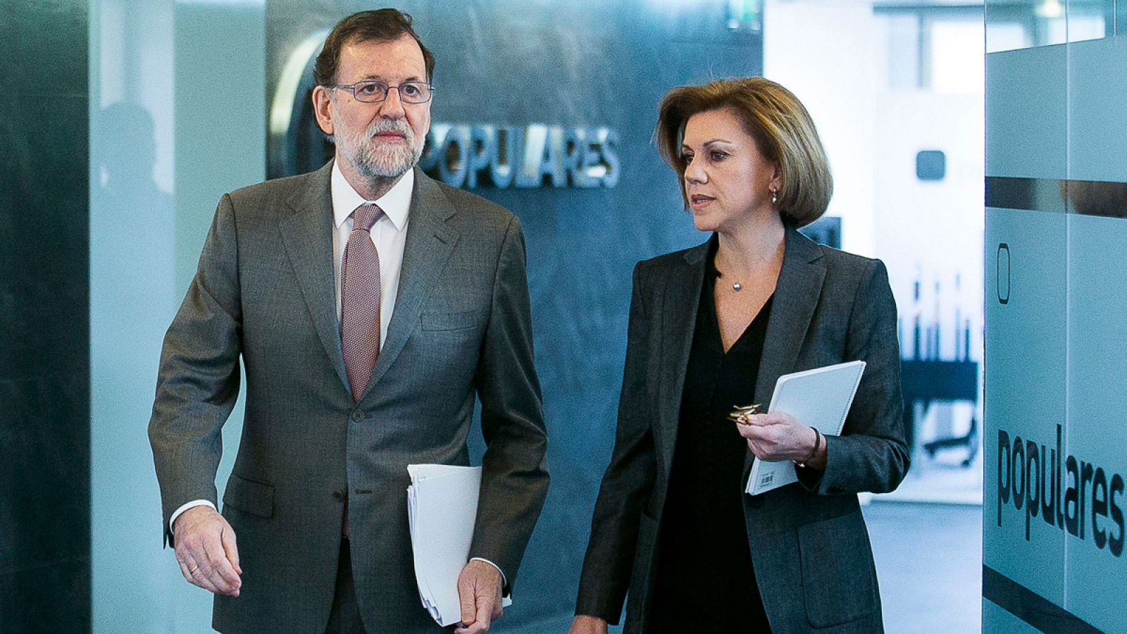 Mariano Rajoy y María Dolores de Cospedal, antes de la reunión del comité de dirección del Partido Popular