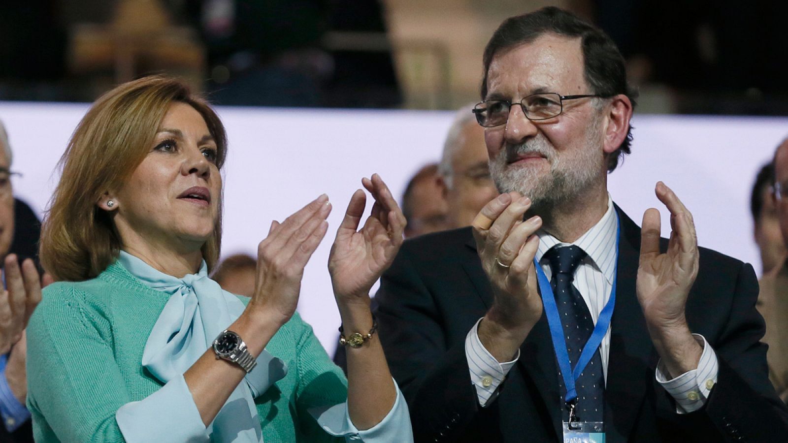 El presidente del PP, Mariano Rajoy, y la secretaria general del partido, María Dolores de Cospedal