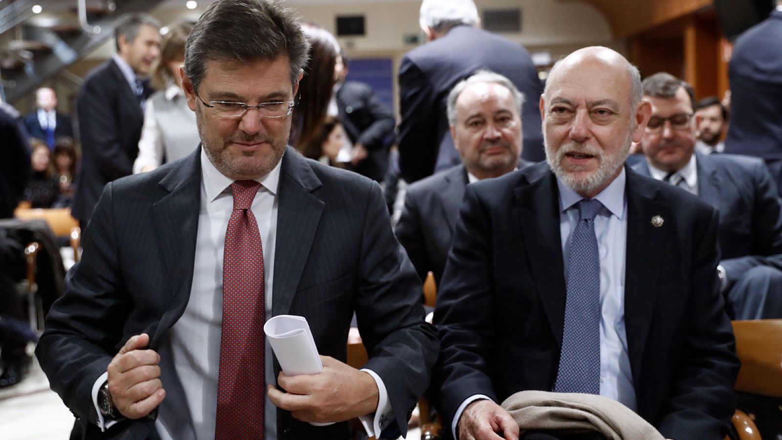 El ministro de Justicia, Rafael Catalá, y el fiscal general del Estado, José Manuel Maza